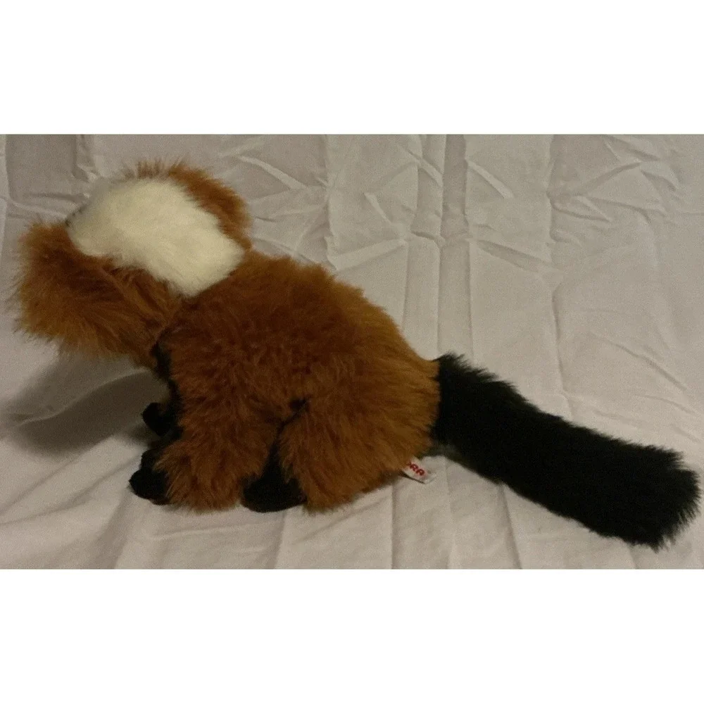 Aurora World Lemur Stuffie Plush Black & Brown Red 8